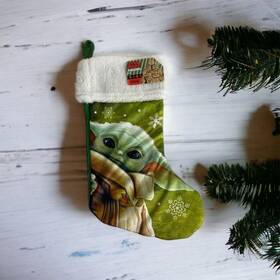 Ruz 430001823603 Star Wars The Mandalorian Baby Yoda Grogu Christmas Stocking 15 Inch Green White New