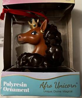 F339273 Ruz Nib Afro Unicorn Polyresin Christmas Holiday Ornament Unique Divine Magical