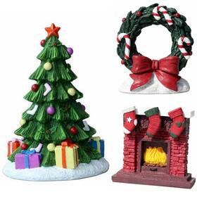 Shengdan-3 Rvqigyp Aquarium Christmas Fireplace Decoration Package- Fish Tank Tree Sta