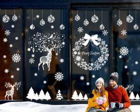 Ry-47wct Ryangic Super Huge Christmas Window Clings Static Snowflake Decorations Reindeer Xma