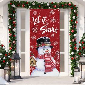 Sdment02 Ryxelan Christmas Snowman Door Cover Winter Let It 29.5 X 71 Inches Red And Black