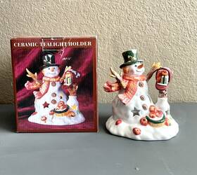 105c S H 716324106082 And Christmas Hand Painted Snowman Tealight Candleholder Nib
