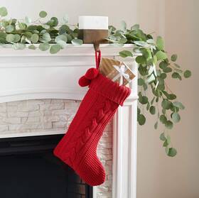 Safavieh 195058132169 Home Collection Nutmeg Red 19-inch Hanging Knit Pom-pom Holiday Christmas Sto