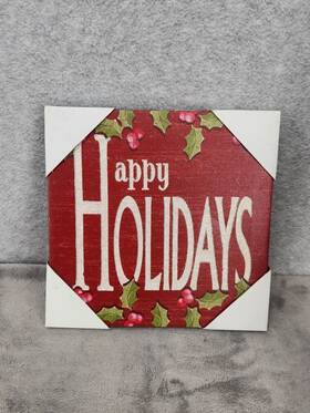 Sagebrush Fine Art 629268463800 Happy Holidays Canvas Print 9x9 Christmas Wall Hanging