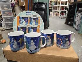 Sakura 027826422816 The Table Zulauf Set 4 Stoneware Snowmen Inch Snow Pals Christmas Mugs