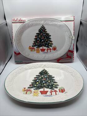 Saltera 049426660337 Holiday Platter Large Christmas Tree Ceramic Himark With Box 18 Inch X 13