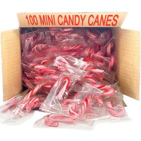 Sameday Shippers 744110094923 Peppermint Mini Candy Canes 96 Individually Wrapped Candies Bulk Christmas Can