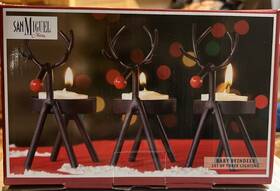 517402 San Miguel Set Of 3 Baby Reinder Christmas Tea Candle Holders New In Box
