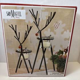517433 San Miguel Christmas Set Of Two Iron Reindeer Tea Light Holders