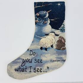Sand Gore Evans 725734265210 Do You See What I Snowman Christmas Stocking Sandy