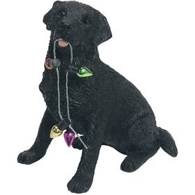 Sandicast 746314012789 Black Labrador Retriever With Holiday Lights Christmas Ornament Multicolor