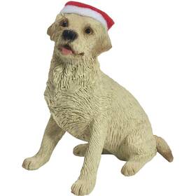 Sandicast 746314012802 Yellow Labrador Retriever With Santa Hat Christmas Ornament