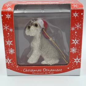 Sandicast 746314012840 Schnauzer Dog Christmas Ornament With Red And White Santa Hat Puppy