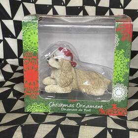 Sandicast 746314016954 Cocker Spaniel Christmas Ornament Laying Down Santa Hat