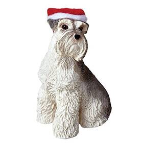 Sandicast 746314017241 Gray Schnauzer With Santa Hat Christmas Ornament
