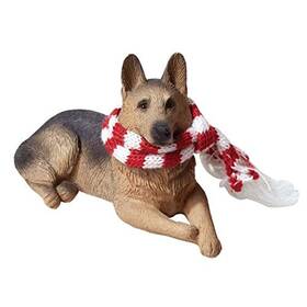 Sandicast 746314017265 German Shepherd With Red And White Scarf Christmas Ornament