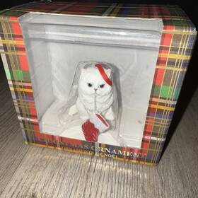 Sandicast 746314017395 Long Hair Persian White Kitty Cat Blue Eyes Christmas Ornament New