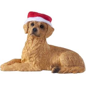 Sandicast 789322501890 Golden Retriever With Santa Hat Christmas Ornament