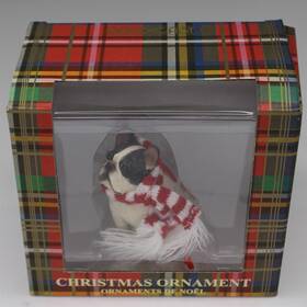 Xso02301 Sandicast French Bulldog Christmas Ornament With Original Box White And Black