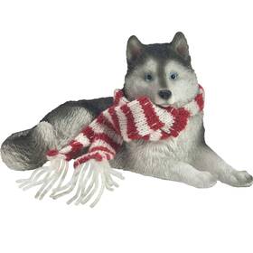 Xso07603 Sandicast Siberian Husky With Red And White Scarf Christmas Ornament