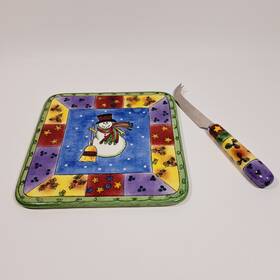 Sango 042154009188 Nib Sweet Shoppe Christmas Cheese Plate With Knife