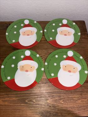 Y-0447 Santa & Company 4 Hallmark Inc Happy Munching Christmas Cookie Plates And Co 8 Inch Plate