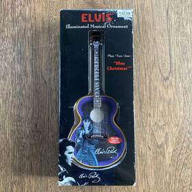 Santa S Best 030075581548 Elvis Presley Illuminated Guitar Musical Ornament Plays Inch Blue Christmas