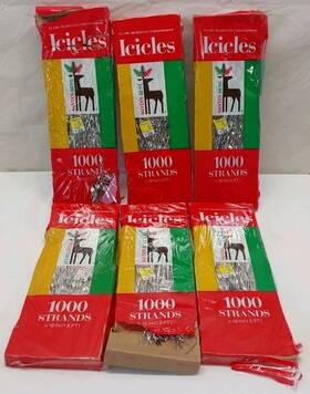 Santa S Best 741087920002 Lot Of 6 Silver Tinsel Icicles Christmas Tree Strands 18 Inch Long