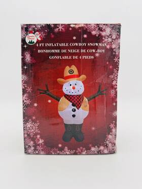 Santa S Forest 605393907020 4 Ft Inflatable Cowboy Snowman Seasonal Goods Christmas House New