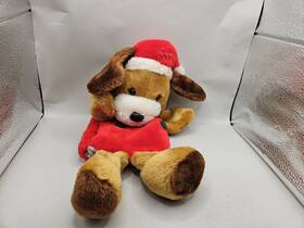 Santas Best 030075106550 Hang N Stuff Christmas Brown Dog Puppet Vintage