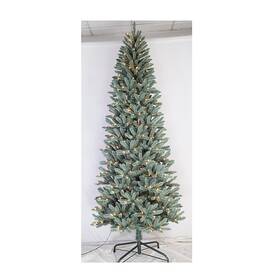 13720 Santas Wordshop 9-ft Spruce Pre-lit Slim Blue Artificial Christmas Tree - Green