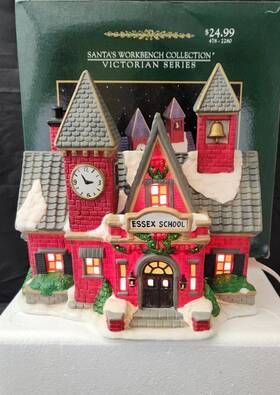 Ft99 Santas Workbench 717820093999 Vintage Christmas Essex School Lighted Village House With Box
