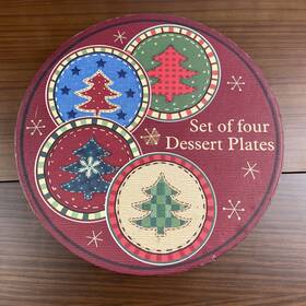 Santas Workbench 824984765997 Santa S Set Of 4 Dessert / Salad Plates 8 Inch Christmas Trees