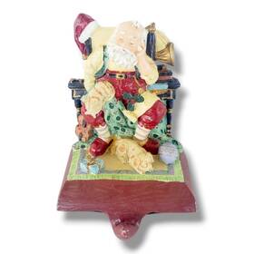R0024 Santas Workbench Vintage Santa S Christmas Stocking Holder Sleeping Cast Iron 95