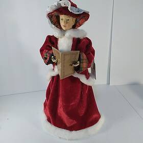3111 Santas Workshop Red And White Caroler Christmas Tree Topper 14 Inch