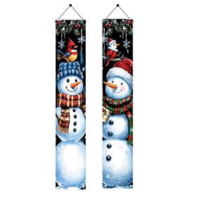 Y2015 Saoplasa 2pcs Christmas Snowman Porch Banners 71 X 12 Inch Vertical Holiday Door Decor