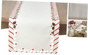 1633.i1654b Saro Candy Cane Design Christmas Holiday Table Runner