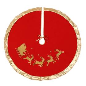 Sattiyrch 614324256434 Red Christmas Tree Skirt With Gold Rim 48 Inch Flannelette Santa Reindeer Xmas Pa
