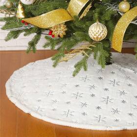 Sattiyrch 778299442978 Christmas Sequin Tree Skirt 30in White Soft Thick With Silver Snowflakes Decorat