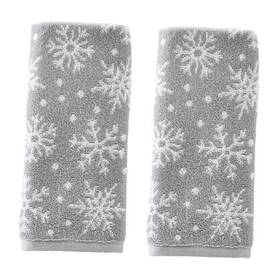 24c59000805203 Saturday Knight Ltd. Winter/christmas Scattered Snowflakes Gray Hand Towel Set