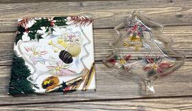 Savoir Vivre 020911400140 Vtg Holiday Spirit Art Glass Christmas Tree Server Candy And Nut Dish