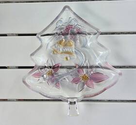 Wy064 Savoir Vivre Wy064/501 Holiday Christmas Tree Shaped Serving Platter Plate Glass Tray