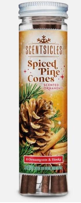 Scentsicles 840347300094 Spiced Pine Cones Scented Christmas Ornaments With Hooks 6