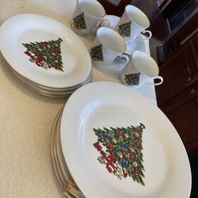 Sea Gull 013308160055 China Vtg Christmas Tree Collection Dinnerware Set Box 16 Piece 4