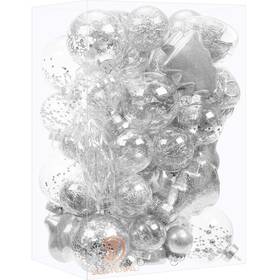 Yys-stco47a-silver Sea Team 47-pack Assorted Clear Christmas Ornaments Transparent Plastic Baubles Shat
