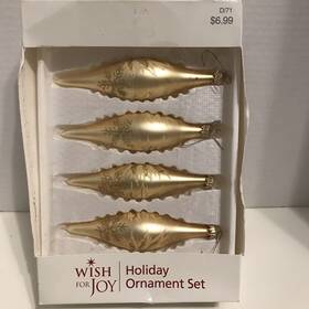 Sears 024762923841 4 Vintage Gold Teardrop Ornaments Christmas And Roebuck Wish For Joy Read
