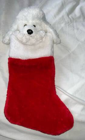 Sears 099794015567 Poodle White Puppy Dog 3 D Christmas Stocking