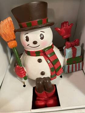 Sears 689720024499 Snowman Stocking Holder With Christmas Presents Hanger Hook Mantle- Sears-new