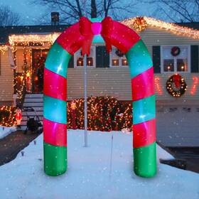 Chxa1505-240cm Seasonblow 8 Ft Led Light Up Inflatable Christmas Candy Archway With Bow Deco