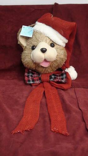 Seasons By Nicole 408009310401 Bristle Teddy Bear Christmas Wall Hanging Decoration